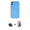 MARSİLYAN™- iPhone 11 Kılıf Ahenk Serisi - Siyah Bilvis Hayalet Cam Ekran Koruyucu + Kamera Lens Koruma Cam - SF