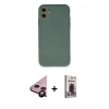 MARSİLYAN™- iPhone 11 Kılıf Ahenk Serisi - Siyah Bilvis Hayalet Cam Ekran Koruyucu + Raze Metal Kamera Lens - SH