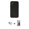 MARSİLYAN™- iPhone 11 Kılıf Ahenk Serisi - Siyah Bilvis Hayalet Cam Ekran Koruyucu + Pers Alüminyum Kamera Lens - YL