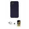 MARSİLYAN™- iPhone 11 Kılıf Ahenk Serisi - Siyah Buffer Cam Ekran Koruyucu + Pers Alüminyum Kamera Lens - GD