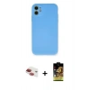 MARSİLYAN™- iPhone 11 Kılıf Ahenk Serisi - Siyah Buffer Cam Ekran Koruyucu + Pers Alüminyum Kamera Lens - KI