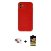 MARSİLYAN™- iPhone 11 Kılıf Ahenk Serisi - Siyah Buffer Cam Ekran Koruyucu + Pers Alüminyum Kamera Lens - KI