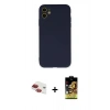MARSİLYAN™- iPhone 11 Kılıf Ahenk Serisi - Siyah Buffer Cam Ekran Koruyucu + Pers Alüminyum Kamera Lens - KI