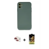 MARSİLYAN™- iPhone 11 Kılıf Ahenk Serisi - Siyah Buffer Cam Ekran Koruyucu + Pers Alüminyum Kamera Lens - KI