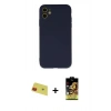 MARSİLYAN™- iPhone 11 Kılıf Ahenk Serisi - Siyah Buffer Cam Ekran Koruyucu + Rainbow Kamera Lens Koruma Cam - KI