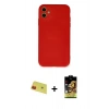 MARSİLYAN™- iPhone 11 Kılıf Ahenk Serisi - Siyah Buffer Cam Ekran Koruyucu + Rainbow Kamera Lens Koruma Cam - KI