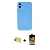 MARSİLYAN™- iPhone 11 Kılıf Ahenk Serisi - Siyah Buffer Cam Ekran Koruyucu + Rainbow Kamera Lens Koruma Cam - KI