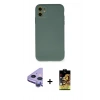 MARSİLYAN™- iPhone 11 Kılıf Ahenk Serisi - Siyah Buffer Cam Ekran Koruyucu + Raze Metal Kamera Lens - MR