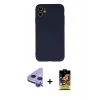 MARSİLYAN™- iPhone 11 Kılıf Ahenk Serisi - Siyah Buffer Cam Ekran Koruyucu + Raze Metal Kamera Lens - MR