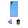 MARSİLYAN™- iPhone 11 Kılıf Ahenk Serisi - Siyah Buffer Cam Ekran Koruyucu + Raze Metal Kamera Lens - MR