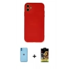 MARSİLYAN™- iPhone 11 Kılıf Ahenk Serisi - Siyah Buffer Cam Ekran Koruyucu + Neon Fosforlu Kamera Lens - MI