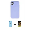 MARSİLYAN™- iPhone 11 Kılıf Ahenk Serisi - Siyah Buffer Cam Ekran Koruyucu + Neon Fosforlu Kamera Lens - MI