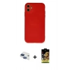 MARSİLYAN™- iPhone 11 Kılıf Ahenk Serisi - Siyah Buffer Cam Ekran Koruyucu + Pers Alüminyum Kamera Lens - LT