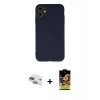 MARSİLYAN™- iPhone 11 Kılıf Ahenk Serisi - Siyah Buffer Cam Ekran Koruyucu + Pers Alüminyum Kamera Lens - YL
