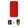 MARSİLYAN™- iPhone 11 Kılıf Ahenk Serisi - Siyah Buffer Cam Ekran Koruyucu + PVD Metal Kamera Lens - SH
