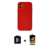 MARSİLYAN™- iPhone 11 Kılıf Ahenk Serisi - Siyah Buffer Cam Ekran Koruyucu + PVD Metal Kamera Lens - TU