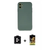 MARSİLYAN™- iPhone 11 Kılıf Ahenk Serisi - Siyah Buffer Cam Ekran Koruyucu + PVD Metal Kamera Lens - TU