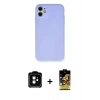 MARSİLYAN™- iPhone 11 Kılıf Ahenk Serisi - Siyah Buffer Cam Ekran Koruyucu + PVD Metal Kamera Lens - TU