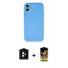 MARSİLYAN™- iPhone 11 Kılıf Ahenk Serisi - Siyah Buffer Cam Ekran Koruyucu + PVD Metal Kamera Lens - TU