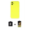 MARSİLYAN™- iPhone 11 Kılıf Ahenk Serisi - Siyah Buffer Cam Ekran Koruyucu + PVD Metal Kamera Lens - TU
