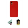 MARSİLYAN™- iPhone 11 Kılıf Ahenk Serisi - Siyah Buffer Cam Ekran Koruyucu + Raze Metal Kamera Lens - KI