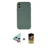 MARSİLYAN™- iPhone 11 Kılıf Ahenk Serisi - Siyah Buffer Cam Ekran Koruyucu + Raze Metal Kamera Lens - KI
