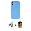 MARSİLYAN™- iPhone 11 Kılıf Ahenk Serisi - Siyah Buffer Cam Ekran Koruyucu + Raze Metal Kamera Lens - KI