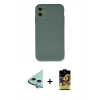 MARSİLYAN™- iPhone 11 Kılıf Ahenk Serisi - Siyah Buffer Cam Ekran Koruyucu + Raze Metal Kamera Lens - MI