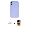 MARSİLYAN™- iPhone 11 Kılıf Ahenk Serisi - Siyah Buffer Cam Ekran Koruyucu + Renkli Kamera Lens Koruma Cam - SI