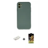 MARSİLYAN™- iPhone 11 Kılıf Ahenk Serisi - Siyah Buffer Cam Ekran Koruyucu + Sarı Renkli Kamera Lens Koruma Cam