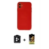 MARSİLYAN™- iPhone 11 Kılıf Ahenk Serisi - Siyah Buffer Cam Ekran Koruyucu + PVD Metal Kamera Lens - YL