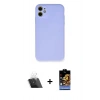 MARSİLYAN™- iPhone 11 Kılıf Ahenk Serisi - Siyah Buffer Hayalet Cam Ekran Koruyucu + Kamera Lens Koruma Cam - SF