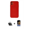 MARSİLYAN™- iPhone 11 Kılıf Ahenk Serisi - Siyah Buffer Hayalet Cam Ekran Koruyucu + Kamera Lens Koruma Cam - SF
