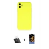 MARSİLYAN™- iPhone 11 Kılıf Ahenk Serisi - Siyah Buffer Hayalet Cam Ekran Koruyucu + Kamera Lens Koruma Cam - SF