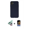 MARSİLYAN™- iPhone 11 Kılıf Ahenk Serisi - Siyah Buffer Hayalet Cam Ekran Koruyucu + Raze Metal Kamera Lens - KI