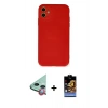 MARSİLYAN™- iPhone 11 Kılıf Ahenk Serisi - Siyah Buffer Hayalet Cam Ekran Koruyucu + Raze Metal Kamera Lens - KI