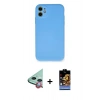 MARSİLYAN™- iPhone 11 Kılıf Ahenk Serisi - Siyah Buffer Hayalet Cam Ekran Koruyucu + Raze Metal Kamera Lens - KI