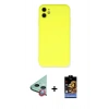 MARSİLYAN™- iPhone 11 Kılıf Ahenk Serisi - Siyah Buffer Hayalet Cam Ekran Koruyucu + Raze Metal Kamera Lens - KI