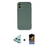 MARSİLYAN™- iPhone 11 Kılıf Ahenk Serisi - Siyah Buffer Hayalet Cam Ekran Koruyucu + Raze Metal Kamera Lens - MI