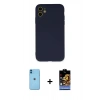 MARSİLYAN™- iPhone 11 Kılıf Ahenk Serisi - Siyah Buffer Hayalet Cam Ekran Koruyucu + Neon Fosforlu Kamera Lens - MI