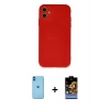 MARSİLYAN™- iPhone 11 Kılıf Ahenk Serisi - Siyah Buffer Hayalet Cam Ekran Koruyucu + Neon Fosforlu Kamera Lens - MI