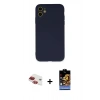 MARSİLYAN™- iPhone 11 Kılıf Ahenk Serisi - Siyah Buffer Hayalet Cam Ekran Koruyucu + Pers Alüminyum Kamera Lens - KI