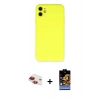 MARSİLYAN™- iPhone 11 Kılıf Ahenk Serisi - Siyah Buffer Hayalet Cam Ekran Koruyucu + Pers Alüminyum Kamera Lens - KI