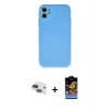 MARSİLYAN™- iPhone 11 Kılıf Ahenk Serisi - Siyah Buffer Hayalet Cam Ekran Koruyucu + Pers Alüminyum Kamera Lens - LT