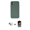 MARSİLYAN™- iPhone 11 Kılıf Ahenk Serisi - Siyah Buffer Hayalet Cam Ekran Koruyucu + Pers Alüminyum Kamera Lens - LT
