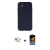 MARSİLYAN™- iPhone 11 Kılıf Ahenk Serisi - Siyah Buffer Hayalet Cam Ekran Koruyucu + Pers Alüminyum Kamera Lens - GD