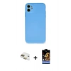 MARSİLYAN™- iPhone 11 Kılıf Ahenk Serisi - Siyah Buffer Hayalet Cam Ekran Koruyucu + Pers Alüminyum Kamera Lens - GD