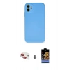 MARSİLYAN™- iPhone 11 Kılıf Ahenk Serisi - Siyah Buffer Hayalet Cam Ekran Koruyucu + Pers Alüminyum Kamera Lens - KI