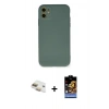 MARSİLYAN™- iPhone 11 Kılıf Ahenk Serisi - Siyah Buffer Hayalet Cam Ekran Koruyucu + Pers Alüminyum Kamera Lens - GD