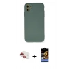 MARSİLYAN™- iPhone 11 Kılıf Ahenk Serisi - Siyah Buffer Hayalet Cam Ekran Koruyucu + Pers Alüminyum Kamera Lens - KI